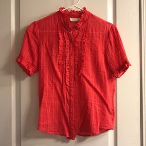 Pink short sleeve button up. Boutique in Charlotte